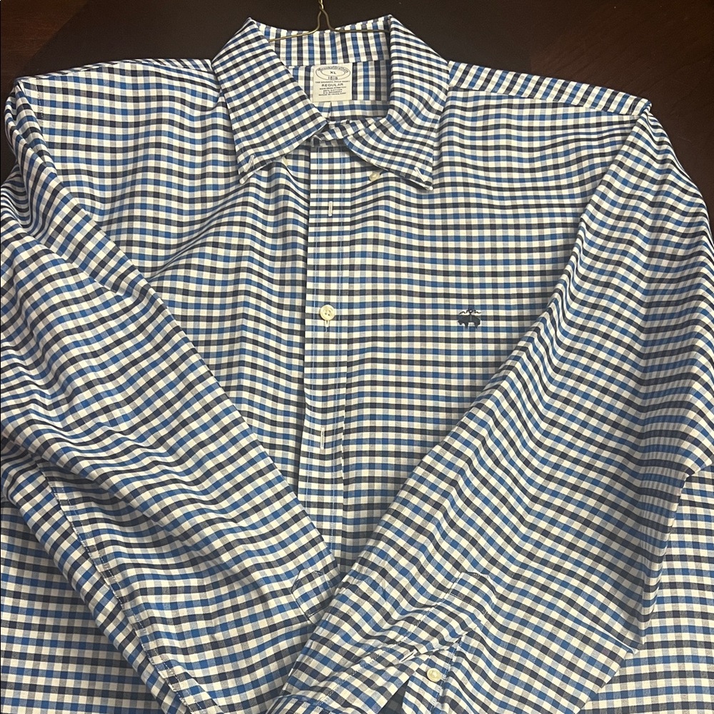 Brooks Brothers Blue and White Checkered Shirt